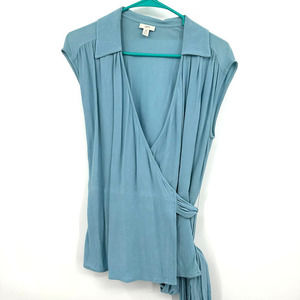 J. Jill size small light blue‎ wrap short sleeve blouse
